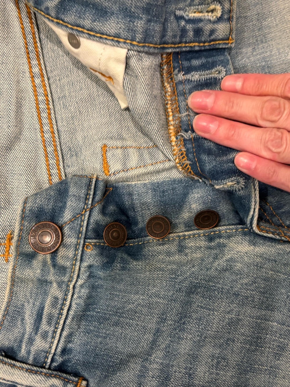 VTG 90s Abercrombie & Fitch Jeans Men 34x32 Blue Straight Distressed - Picture 5 of 5